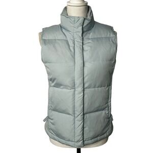 GAP Women's Light Blue Puffer Vest  Small Quilted Full‎ Zip Sleeveless Outerwear